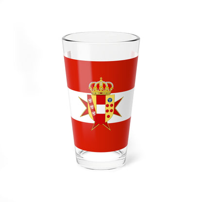Flag of the Grand Duchy of Tuscany with Lesser Coat of arms (Italy) Pint Glass 16oz