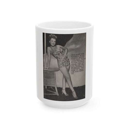 Paulette Goddard #140 - Physical Culture Pocket Mag. Oct. '46 - 1 B&W Photo (Vintage Female Icon) White Coffee Mug-15oz-Go Mug Yourself