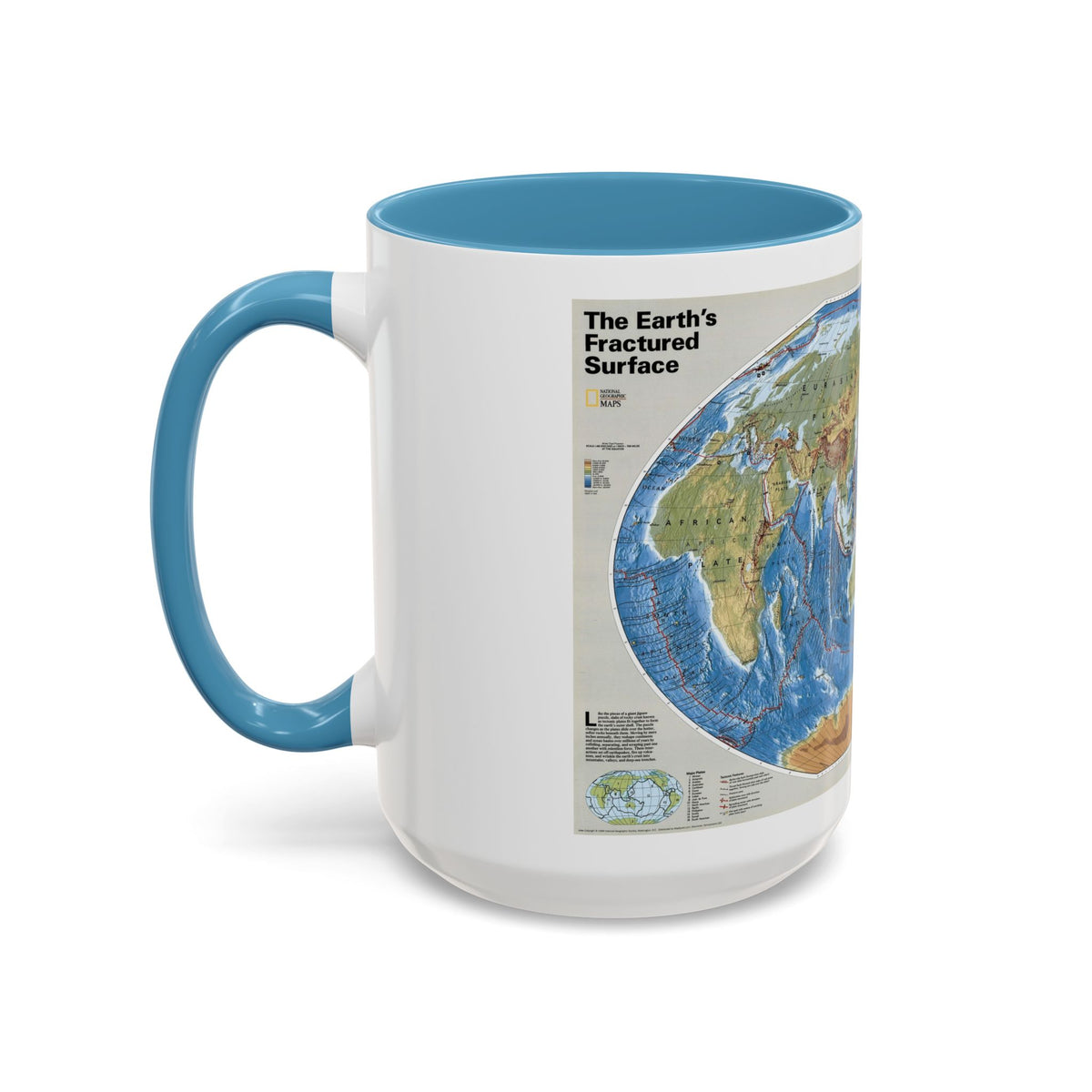 World Map - Tectonic Plates (1999) (Map) Accent Coffee Mug