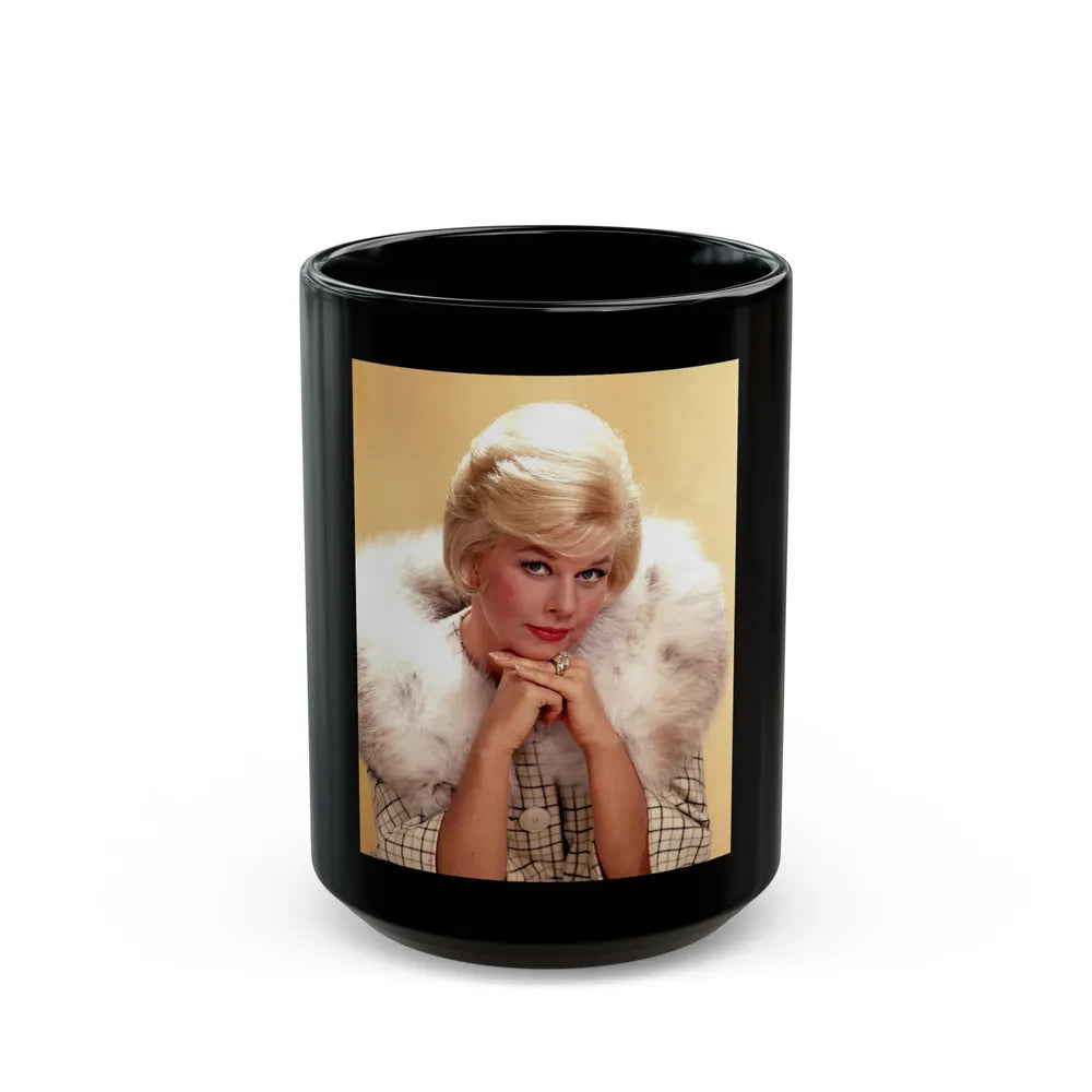 Doris Day #60 (Vintage Female Icon) Black Coffee Mug-15oz-Go Mug Yourself