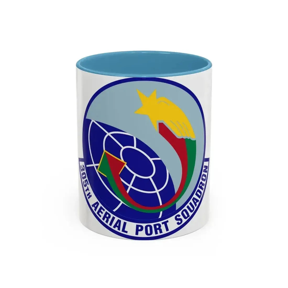 305 Aerial Port Squadron AMC (U.S. Air Force) Accent Coffee Mug 11oz Light Blue - Go Mug Yourself
