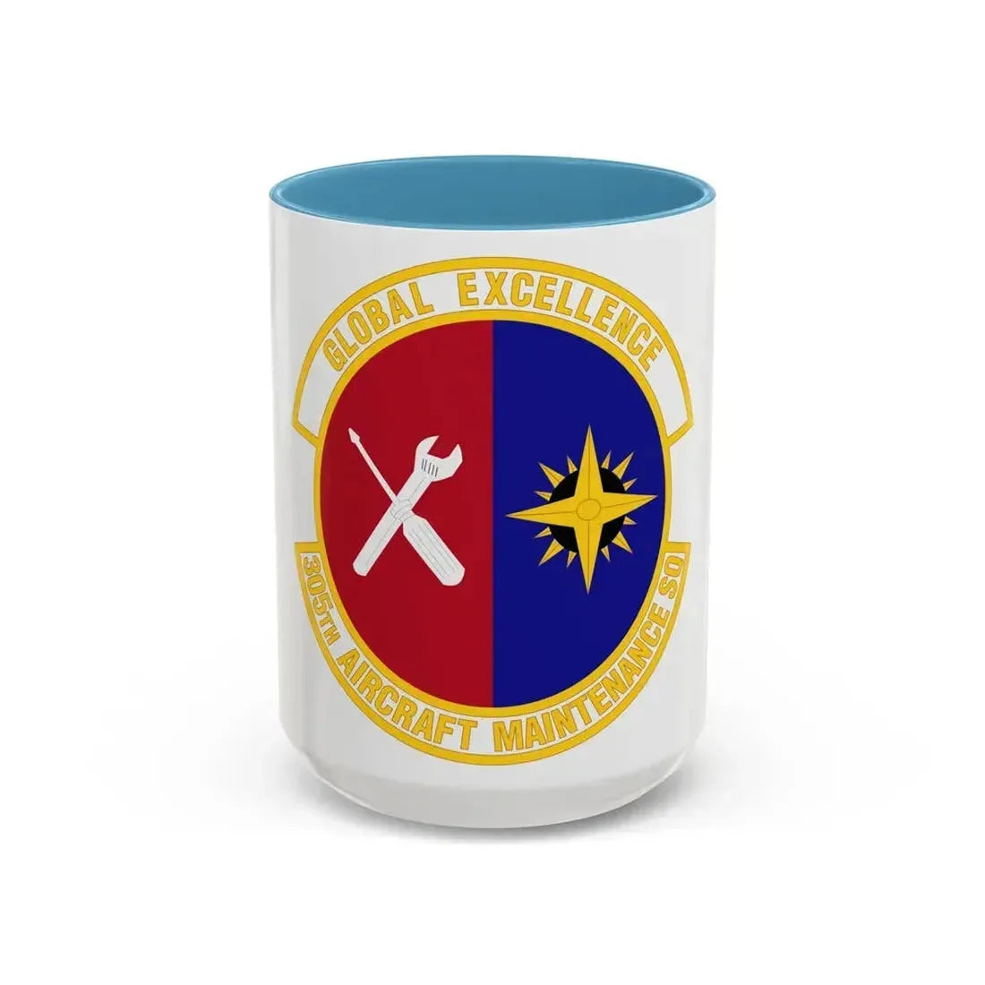 305 Aircraft Maintenance Squadron AMC (U.S. Air Force) Accent Coffee Mug 15oz Light Blue - Go Mug Yourself