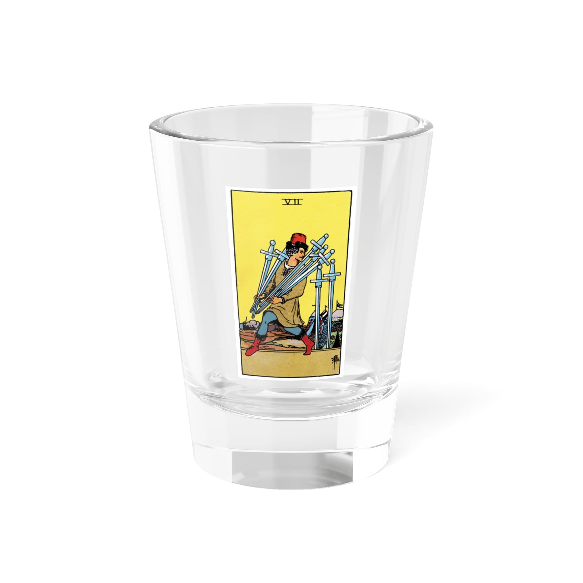 The 7 of Swords (Tarot Card) Shot Glass 1.5oz-1.5oz-Go Mug Yourself