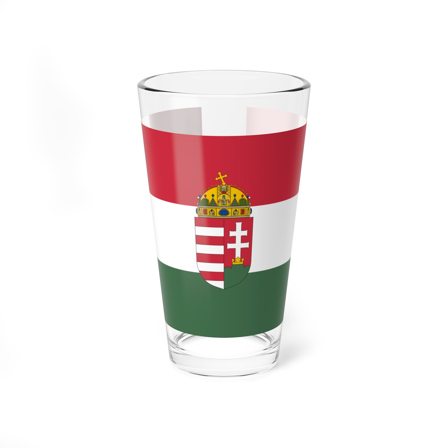 Flag of Hungary with arms state (Hungary) Pint Glass 16oz