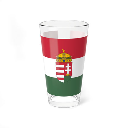Flag of Hungary with arms state (Hungary) Pint Glass 16oz