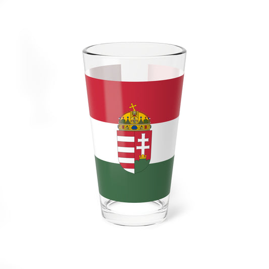 Flag of Hungary with arms state (Hungary) Pint Glass 16oz