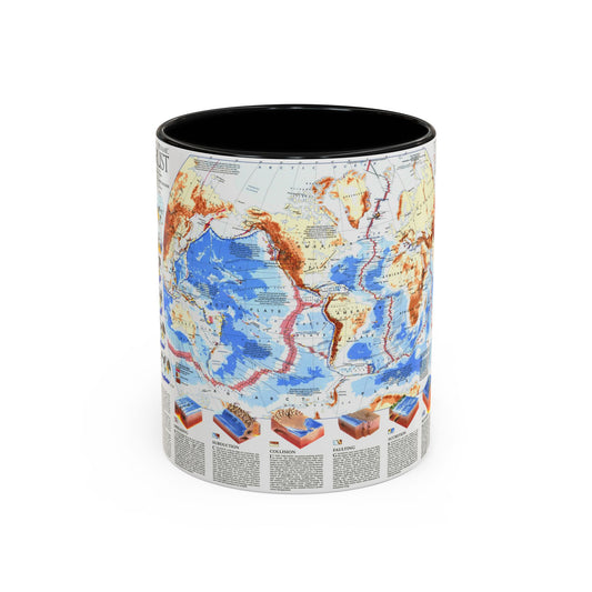 World Map - Earth's Dynamic Crust (1985) (Map) Accent Coffee Mug