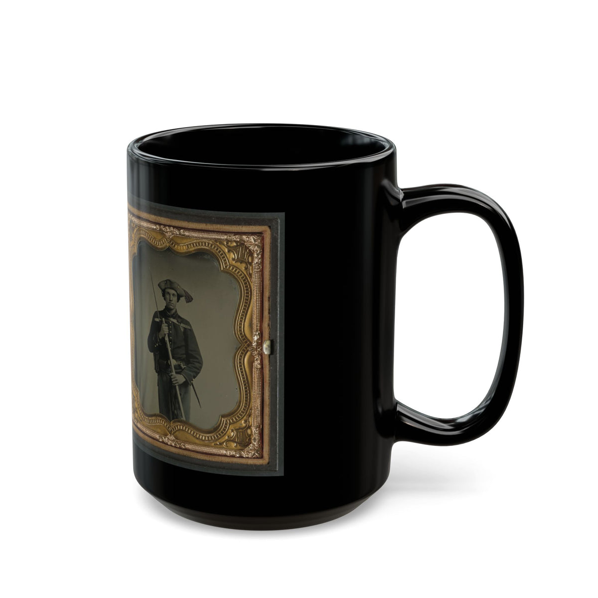 Two Unidentified Soldiers In 34th Ohio Infantry Regiment Uniforms With Bayoneted Muskets (U.S. Civil War) Black Coffee Mug
