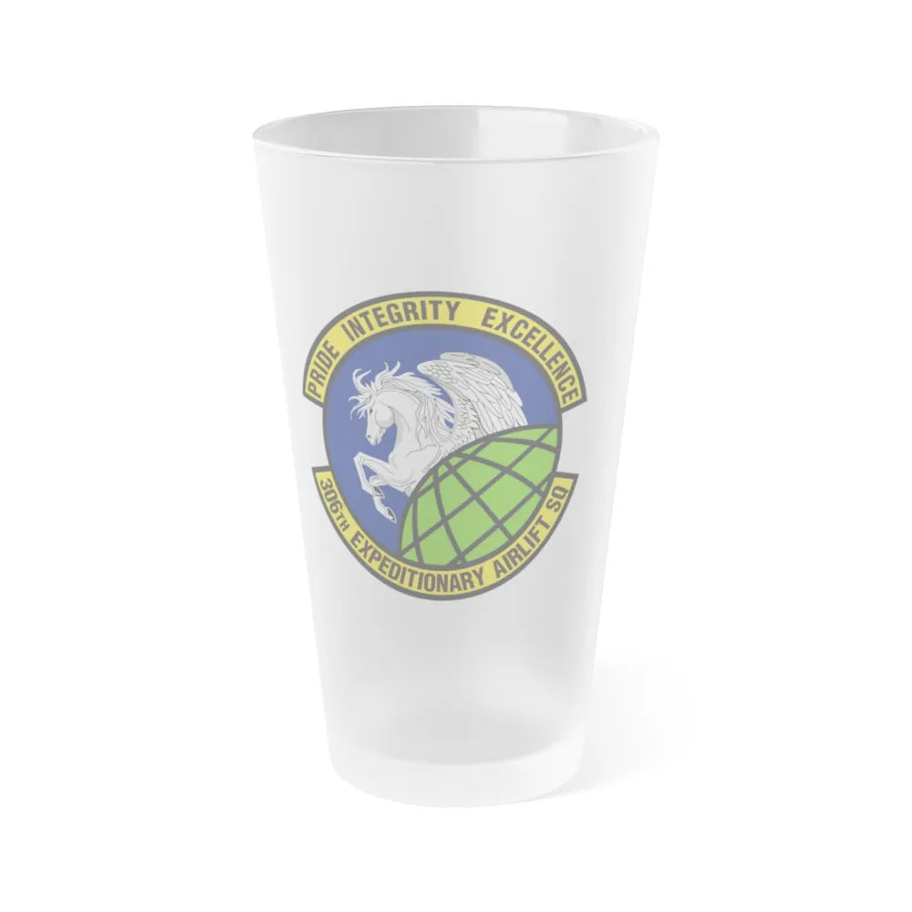 306th Expeditionary Airlift Squadron (U.S. Air Force) Frosted Pint Glass 16oz-16oz-Frosted-Go Mug Yourself