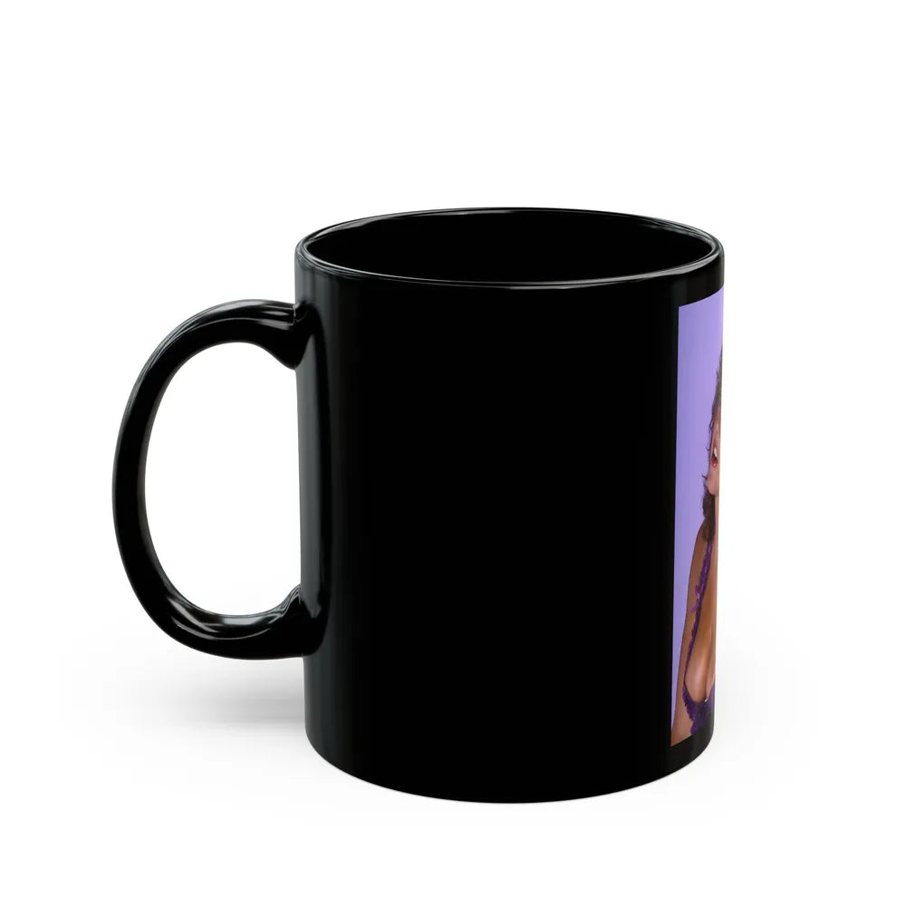 Linda Blair #90 - Partially Topless (Vintage Female Icon) Black Coffee Mug-Go Mug Yourself