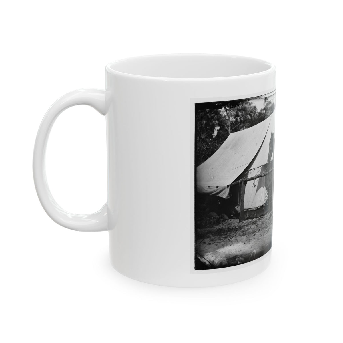 Morris Island, South Carolina. General Quincy A. Gillmore In Front Of His Tent (U.S. Civil War) White Coffee Mug
