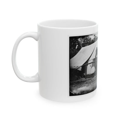 Morris Island, South Carolina. General Quincy A. Gillmore In Front Of His Tent (U.S. Civil War) White Coffee Mug