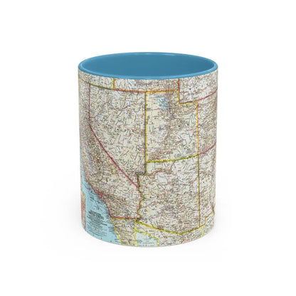 USA - Southwestern (1959) (Map) Accent Coffee Mug-11oz-Light Blue-Go Mug Yourself