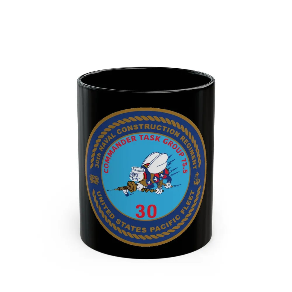 30TH NCR USPACFLT Seabee (U.S. Navy) Black Coffee Mug-11oz-Go Mug Yourself