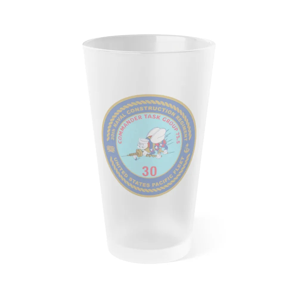 30TH NCR USPACFLT Seabee (U.S. Navy) Frosted Pint Glass 16oz-Go Mug Yourself