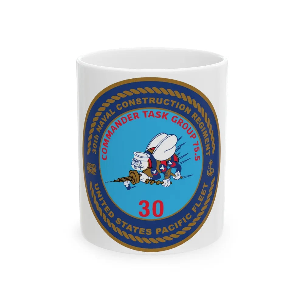 30TH NCR USPACFLT Seabee (U.S. Navy) White Coffee Mug-11oz-Go Mug Yourself