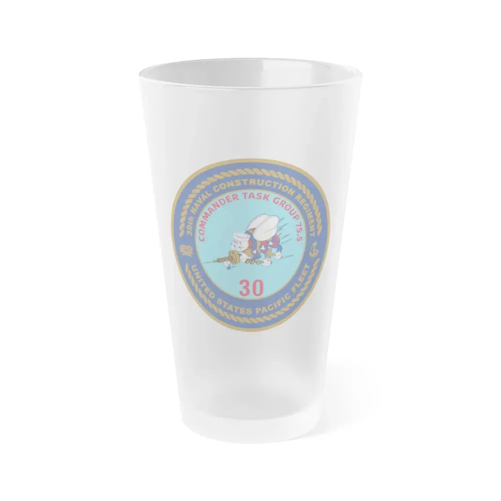 30TH NCR USPACFLT Seabee (U.S. Navy) Frosted Pint Glass 16oz Default Title - Go Mug Yourself