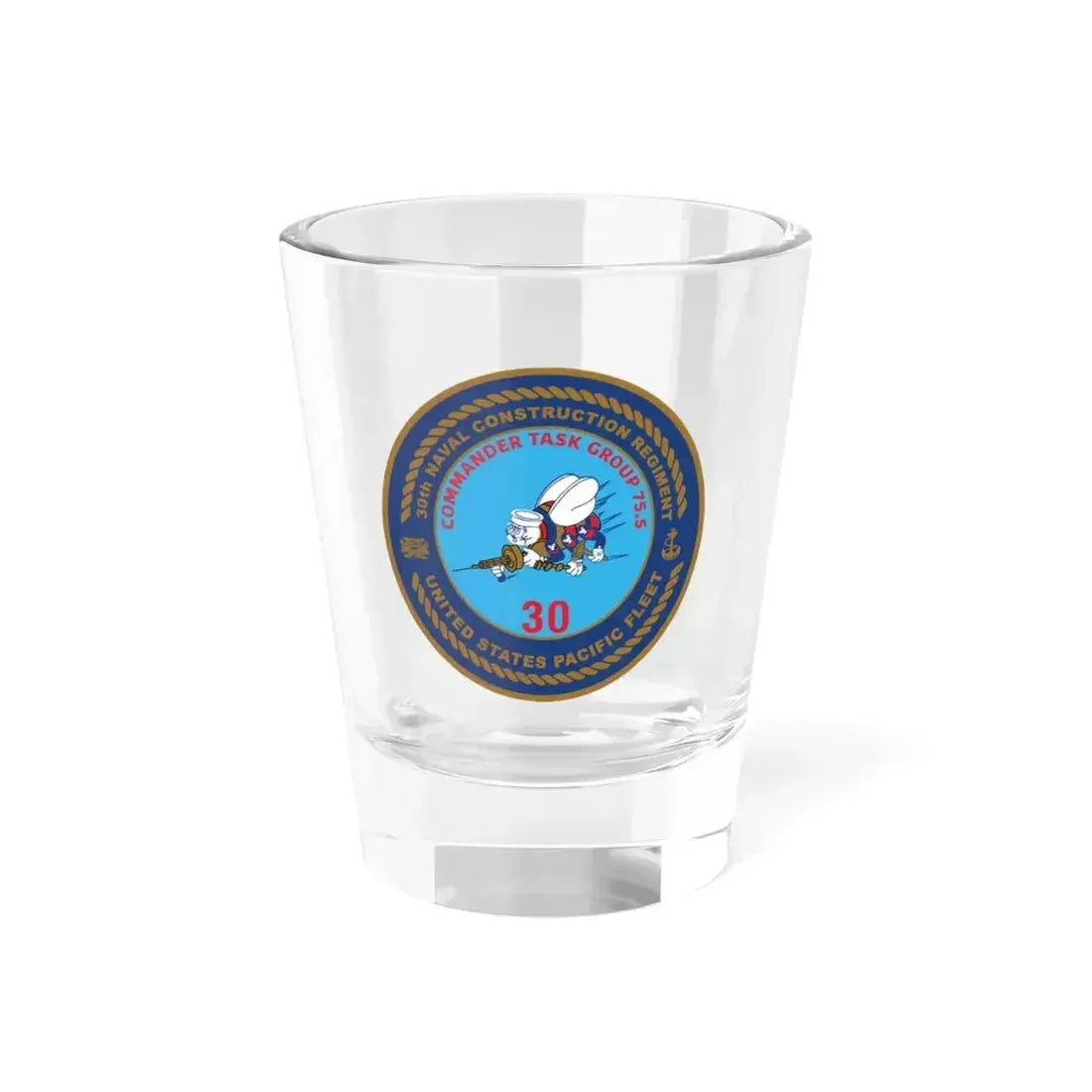 30TH NCR USPACFLT Seabee (U.S. Navy) Shot Glass 1.5oz 1.5oz - Go Mug Yourself