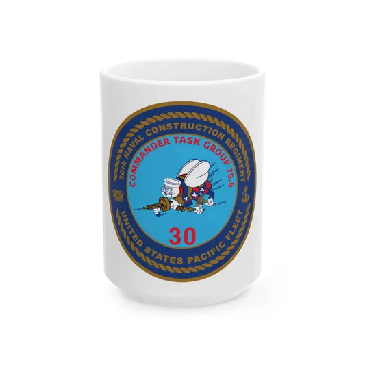 30TH NCR USPACFLT Seabee (U.S. Navy) White Coffee Mug 15oz - Go Mug Yourself