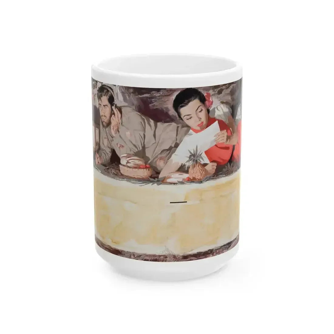 31 Months of Terror, and Now, Mirror magazine story illustration, June 1, 1952 - White Coffee Mug 15oz - Go Mug Yourself