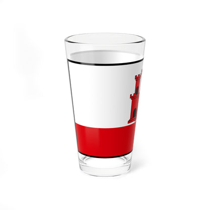 Flag of Gibraltar bordered (United Kingdom) Pint Glass 16oz