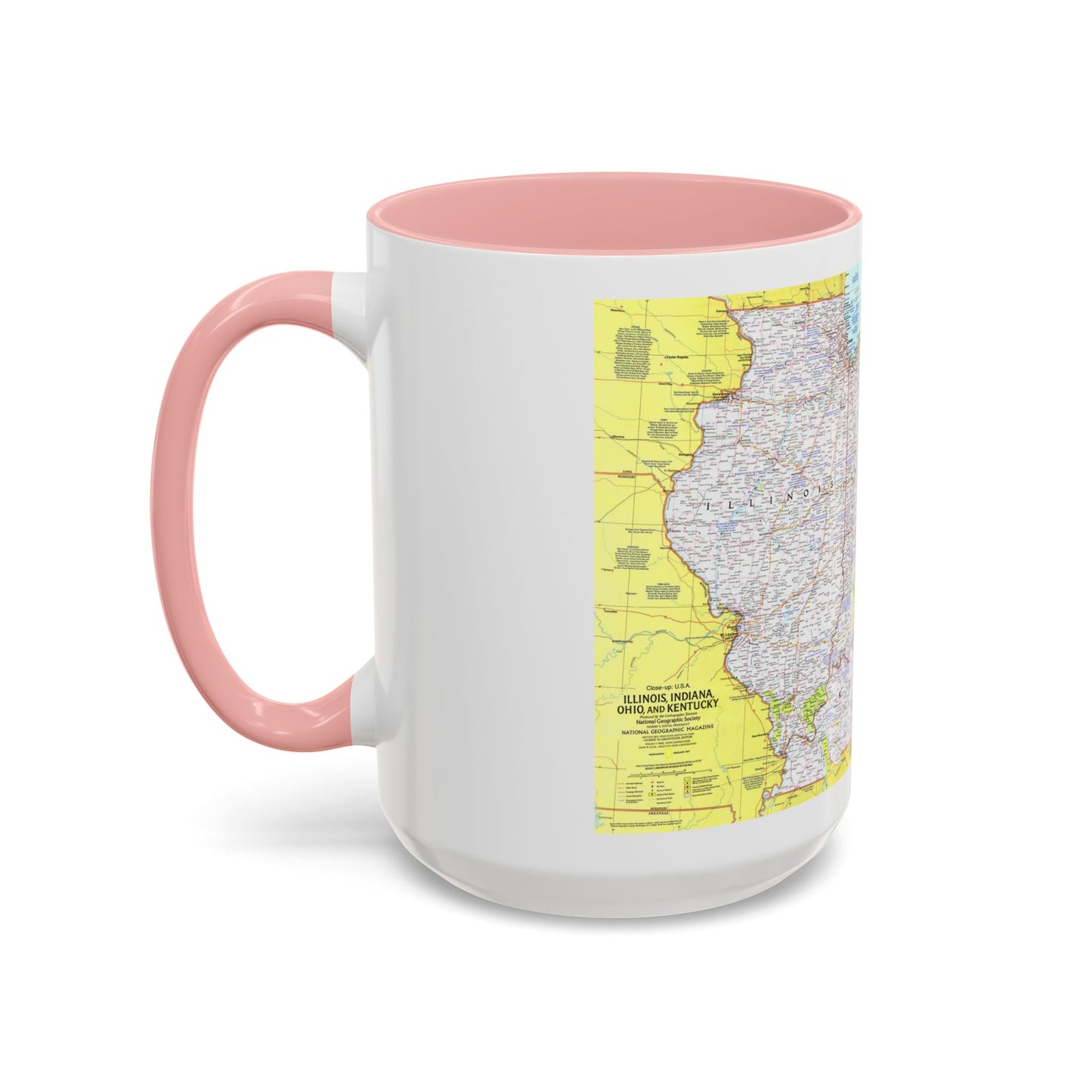 USA - Illinois, Indiana, Ohio, Kentucky 1 (1977) (Map) Accent Coffee Mug
