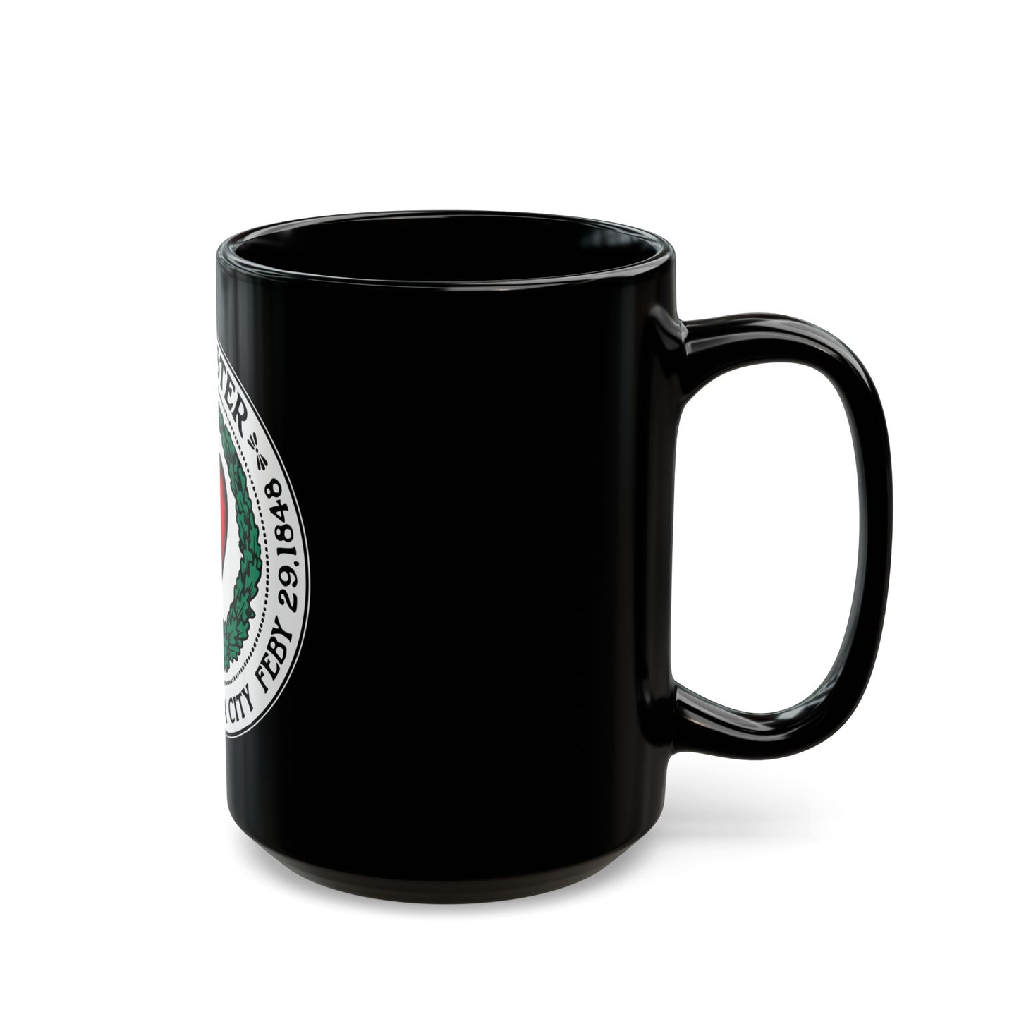 Seal of Worcester Massachusetts - Black Coffee Mug