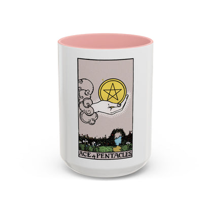 The Ace of p of Pentacles (Tarot Card) Accent Coffee Mug