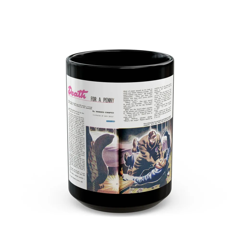 Death for a Penny, Man Junior, October 1948 - Black Coffee Mug-15oz-Go Mug Yourself