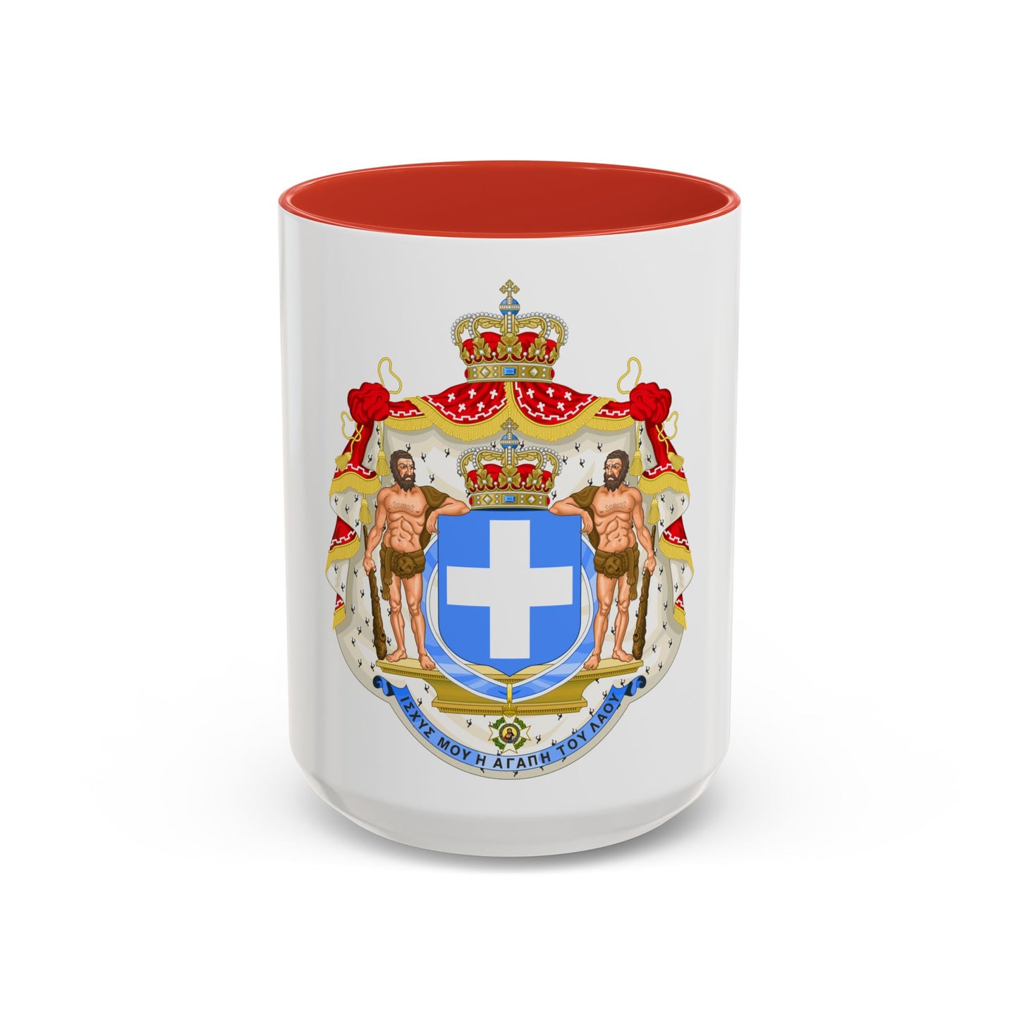 Royal Coat of Arms of Greece (blue cross) - Accent Coffee Mug