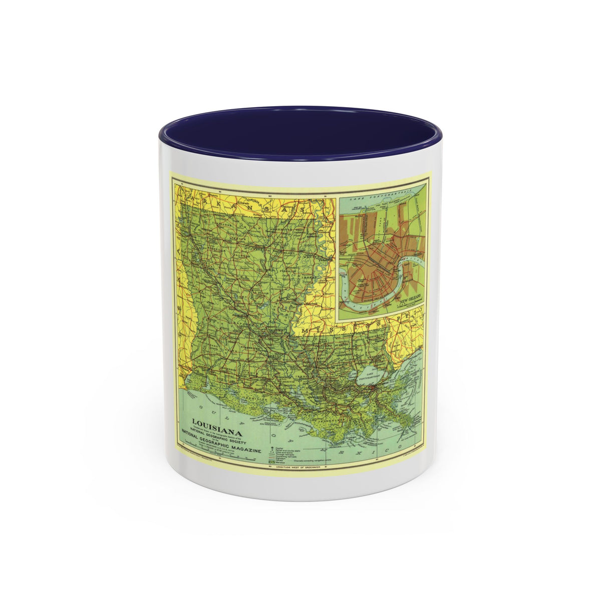 USA - Louisiana (1930) (Map) Accent Coffee Mug