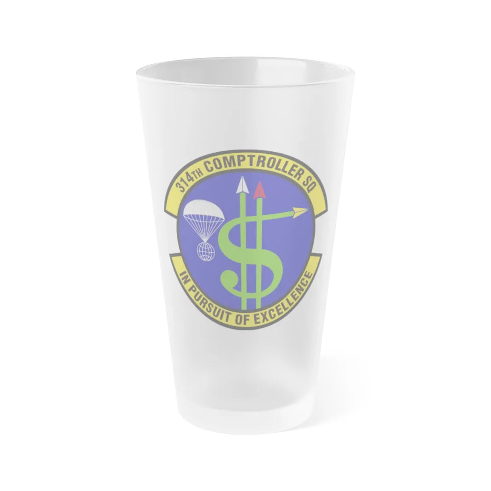 314th Comptroller Squadron (U.S. Air Force) Frosted Pint Glass 16oz-16oz-Frosted-Go Mug Yourself