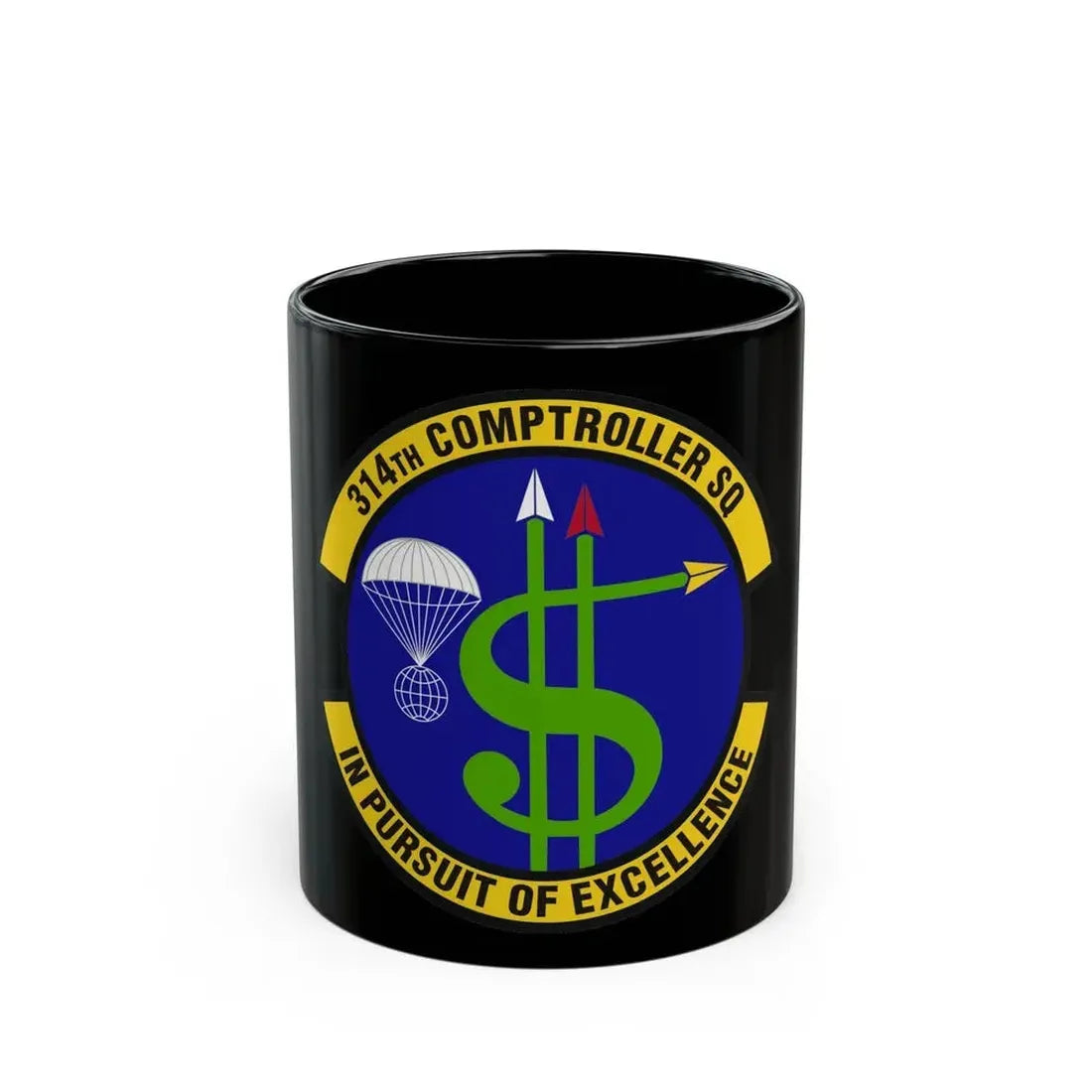 314th Comptroller Squadron (U.S. Air Force) Black Coffee Mug 11oz - Go Mug Yourself