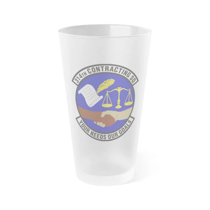 314th Contracting Squadron (U.S. Air Force) Frosted Pint Glass 16oz-16oz-Frosted-Go Mug Yourself