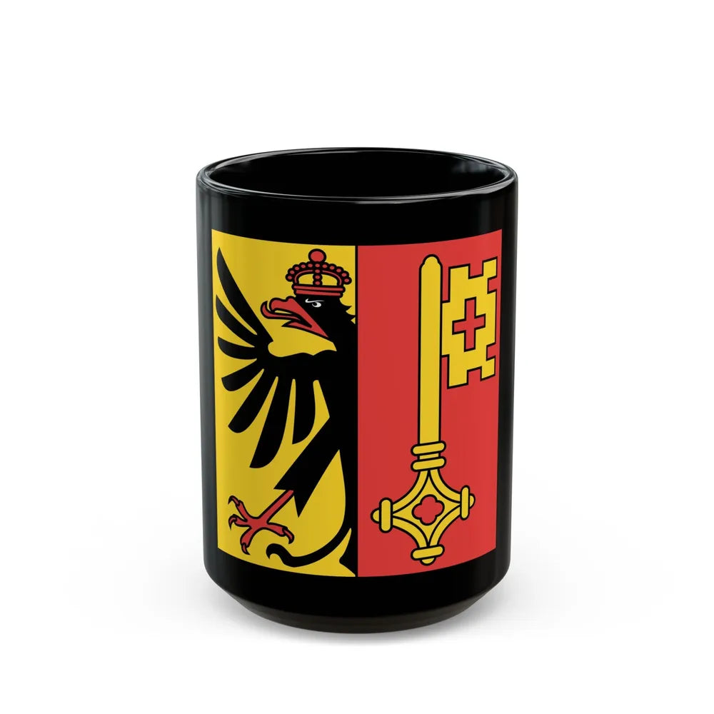 Flag of Canton of Geneva Switzerland - Black Coffee Mug-15oz-Go Mug Yourself