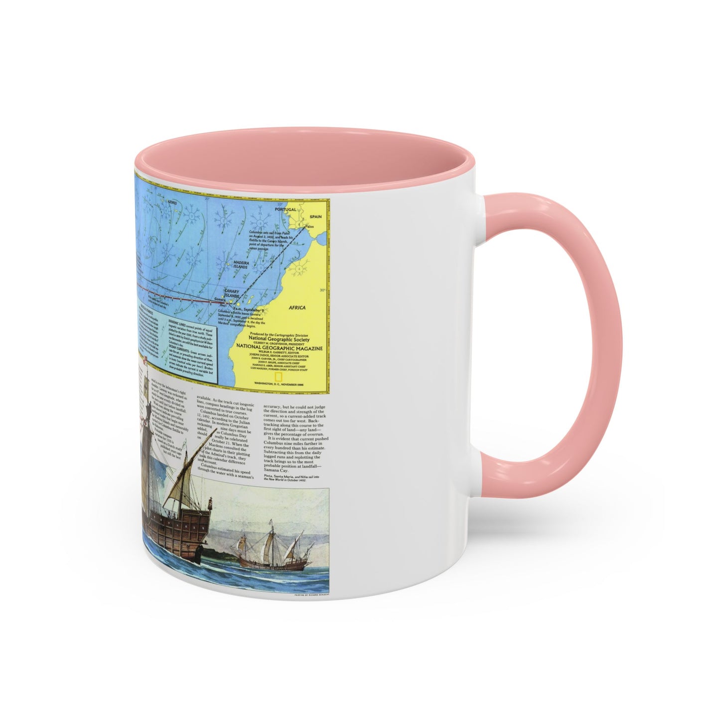 Americas - Where Did Columbus Discover America (1987) (Map) Accent Coffee Mug