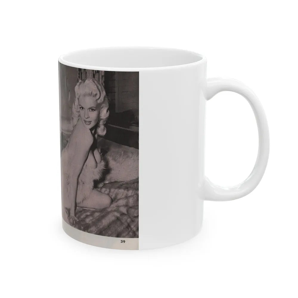 Jayne Mansfield #150 - Pose! Pocket Mag. July '58 - 3 B&W Photos (Vintage Female Icon) White Coffee Mug-Go Mug Yourself