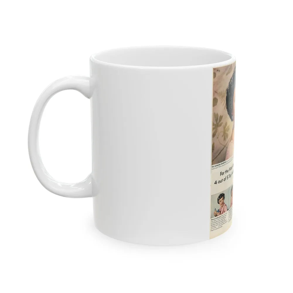 Barbara Stanwyck #210 - Magazine Add (Vintage Female Icon) White Coffee Mug-Go Mug Yourself