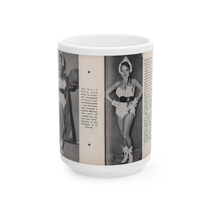 Terry Moore #458 - 66 PHOTOGRAPHS OF Terry MOORE U.K. Pocket Mag. Pages 46 & 47 (Vintage Female Icon) White Coffee Mug-15oz-Go Mug Yourself