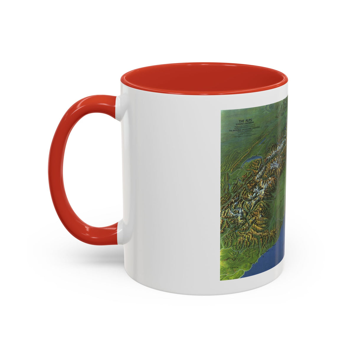 Alps, The - Europe's Backbone (1965) (Map) Accent Coffee Mug