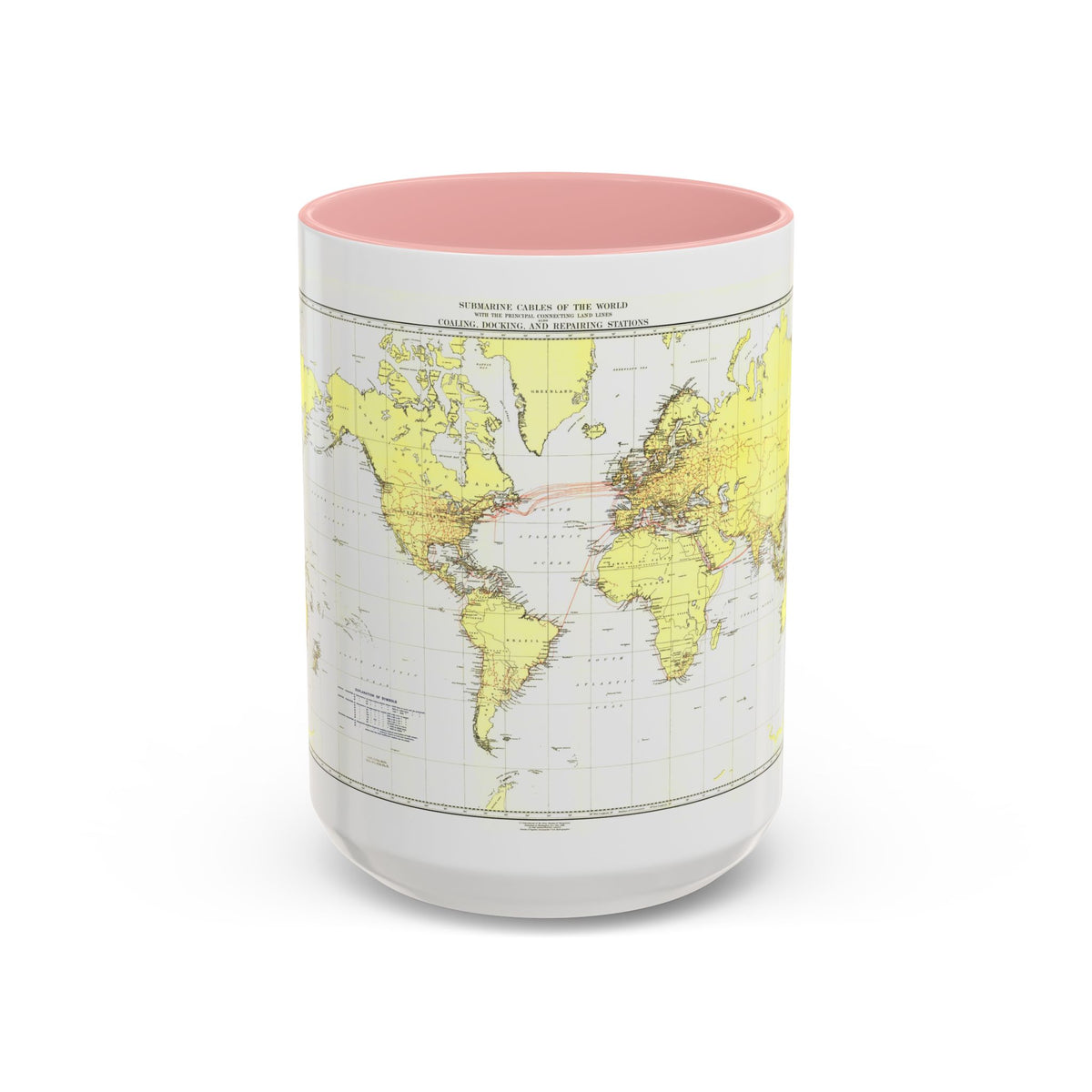 Submarine Cables of the World (1896) (Map) Accent Coffee Mug