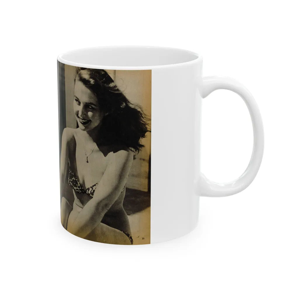 Greta Thyssen #119 - Gala Mag. January '53 - 2 B&W Photos & Captions 1 (Vintage Female Icon) White Coffee Mug-Go Mug Yourself