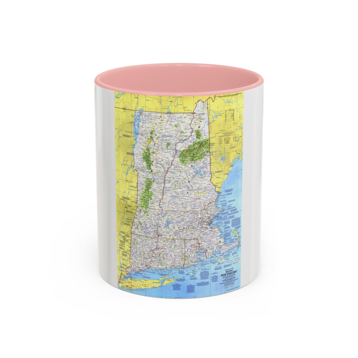 USA - Western New England 1 (1975) (Map) Accent Coffee Mug