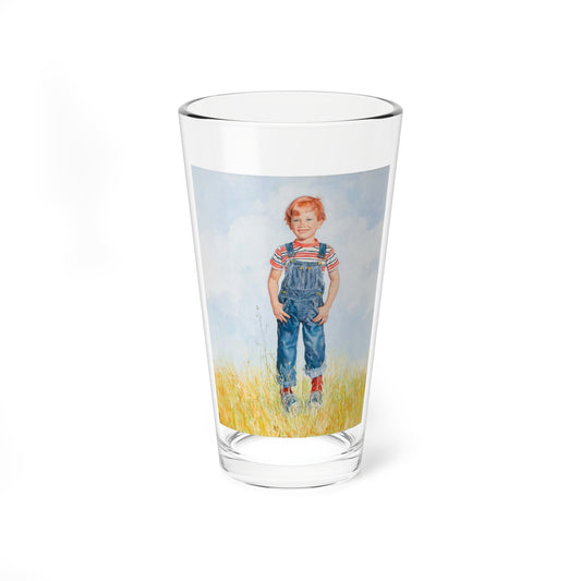 Little Boy Standing in a Field - Pint Glass 16oz