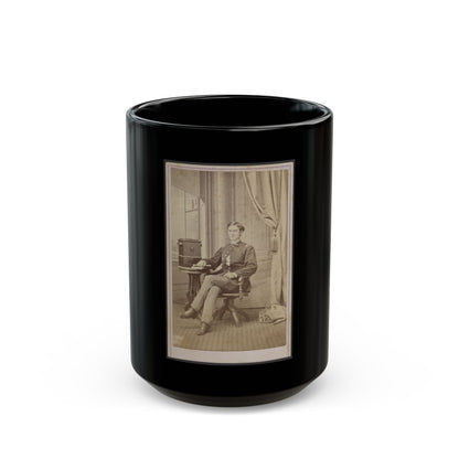Unidentified Soldier In Uniform With Cabinet Stereograph Viewer (U.S. Civil War) Black Coffee Mug