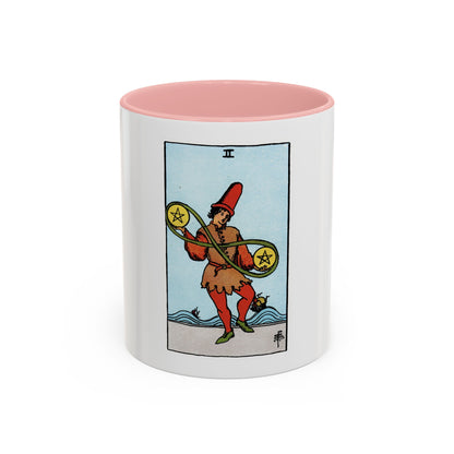 The 2 of Pentacles (Tarot Card) Accent Coffee Mug