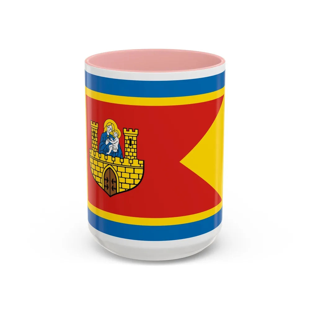 Flag of Frombork Poland - Accent Coffee Mug-15oz-Pink-Go Mug Yourself