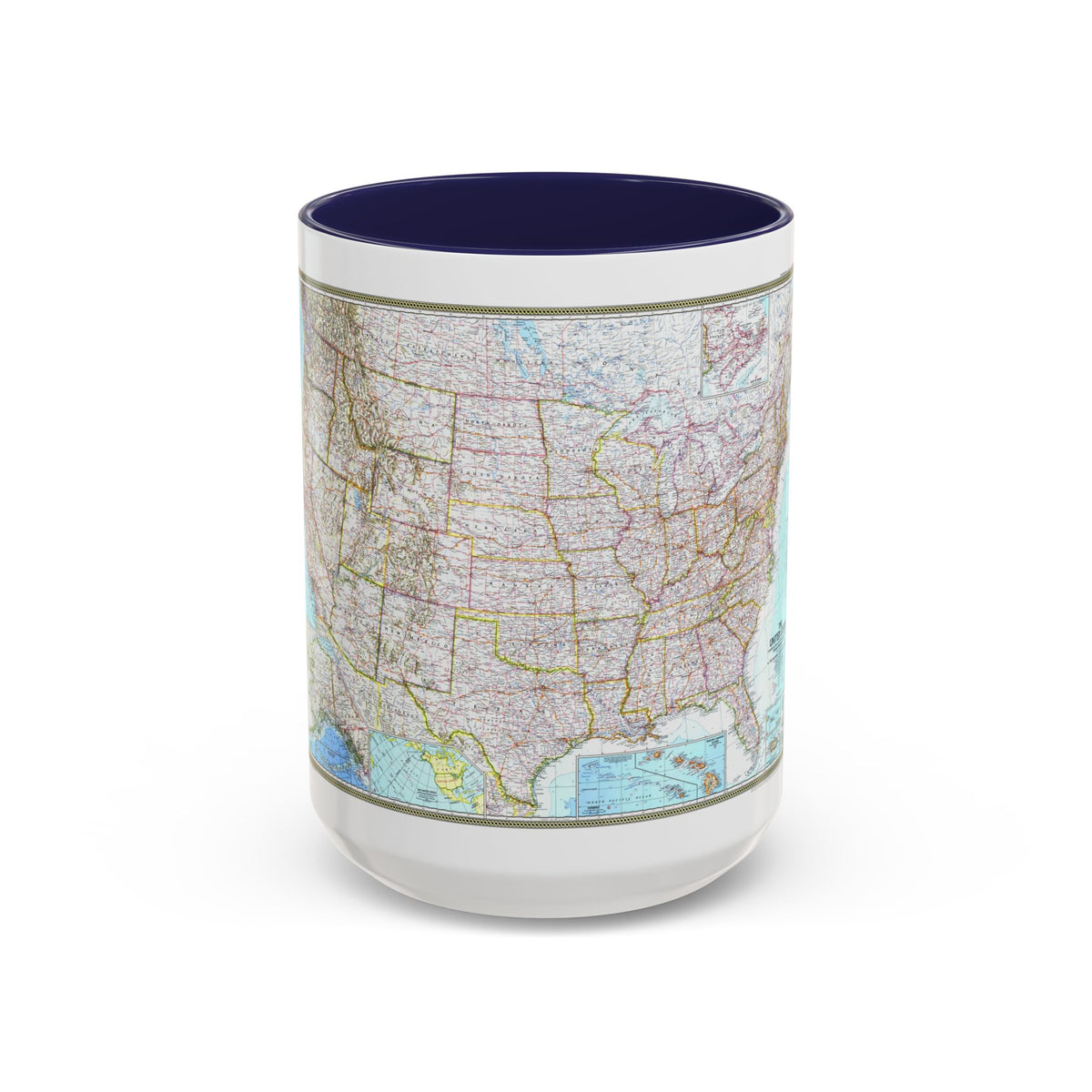 USA - The United States (1968) (Map) Accent Coffee Mug