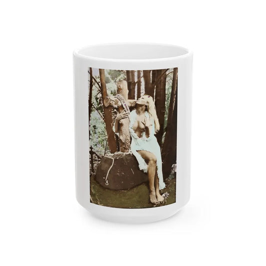 Veronica Carlson #84 - Partially Topless1 (Vintage Female Icon) White Coffee Mug-15oz-Go Mug Yourself