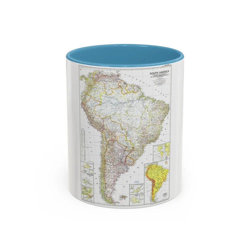 South America (1950) (Map) Accent Coffee Mug-11oz-Light Blue-Go Mug Yourself